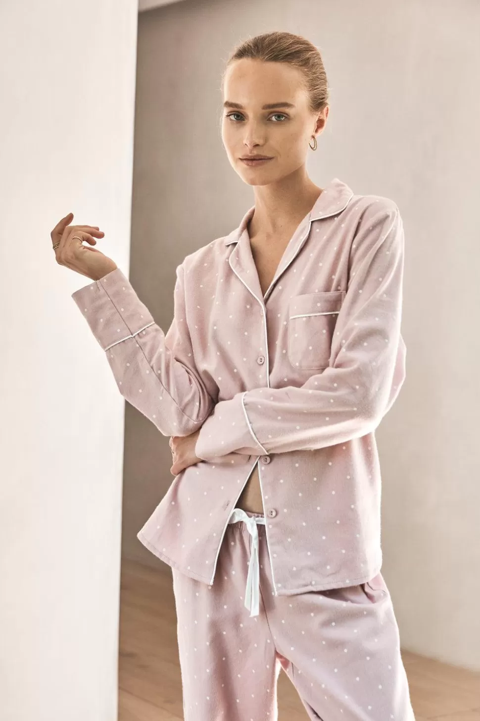 Gingerlily Sale | Pyjama Sets-Alessia Pink Brushed Cotton Set