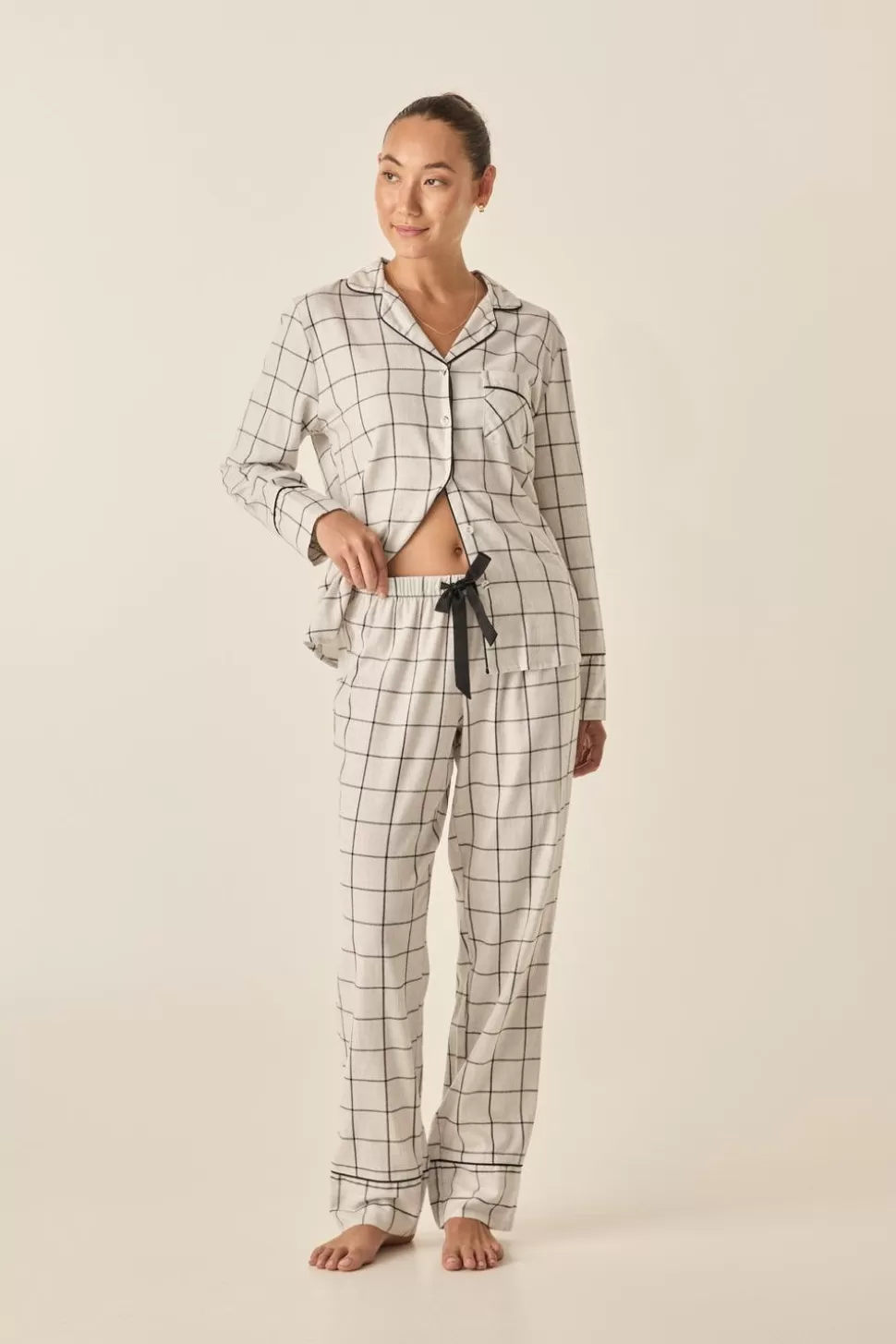 Gingerlily Sale | Pyjama Sets-Beyonce Ivory Check Cotton Set