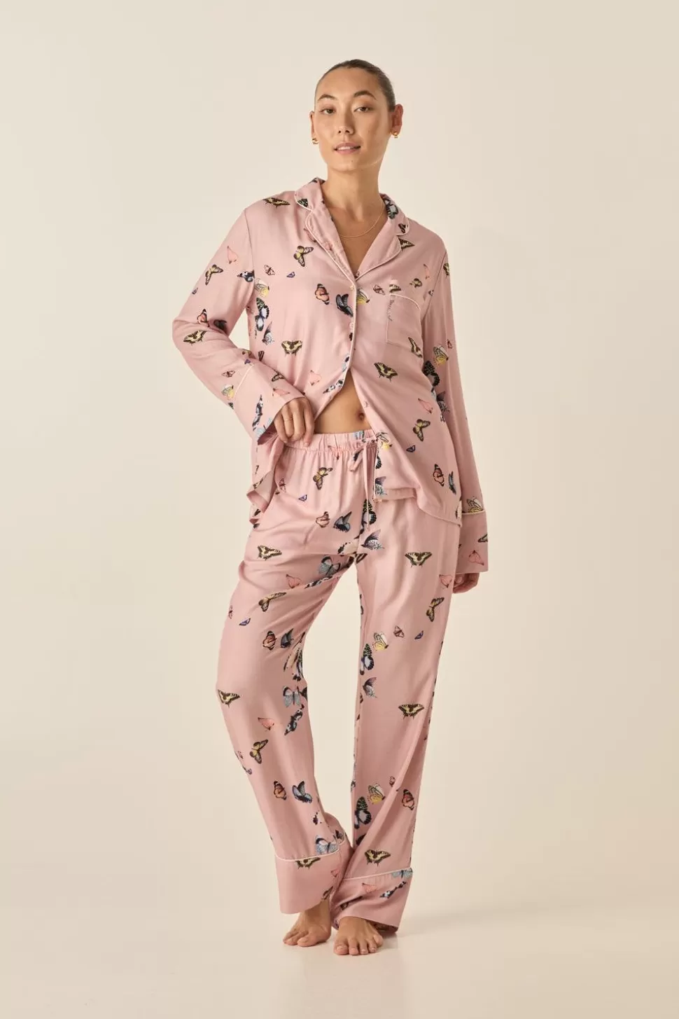 Gingerlily Sale | Pyjama Sets-Catalina Pink Butterfly Viscose Set