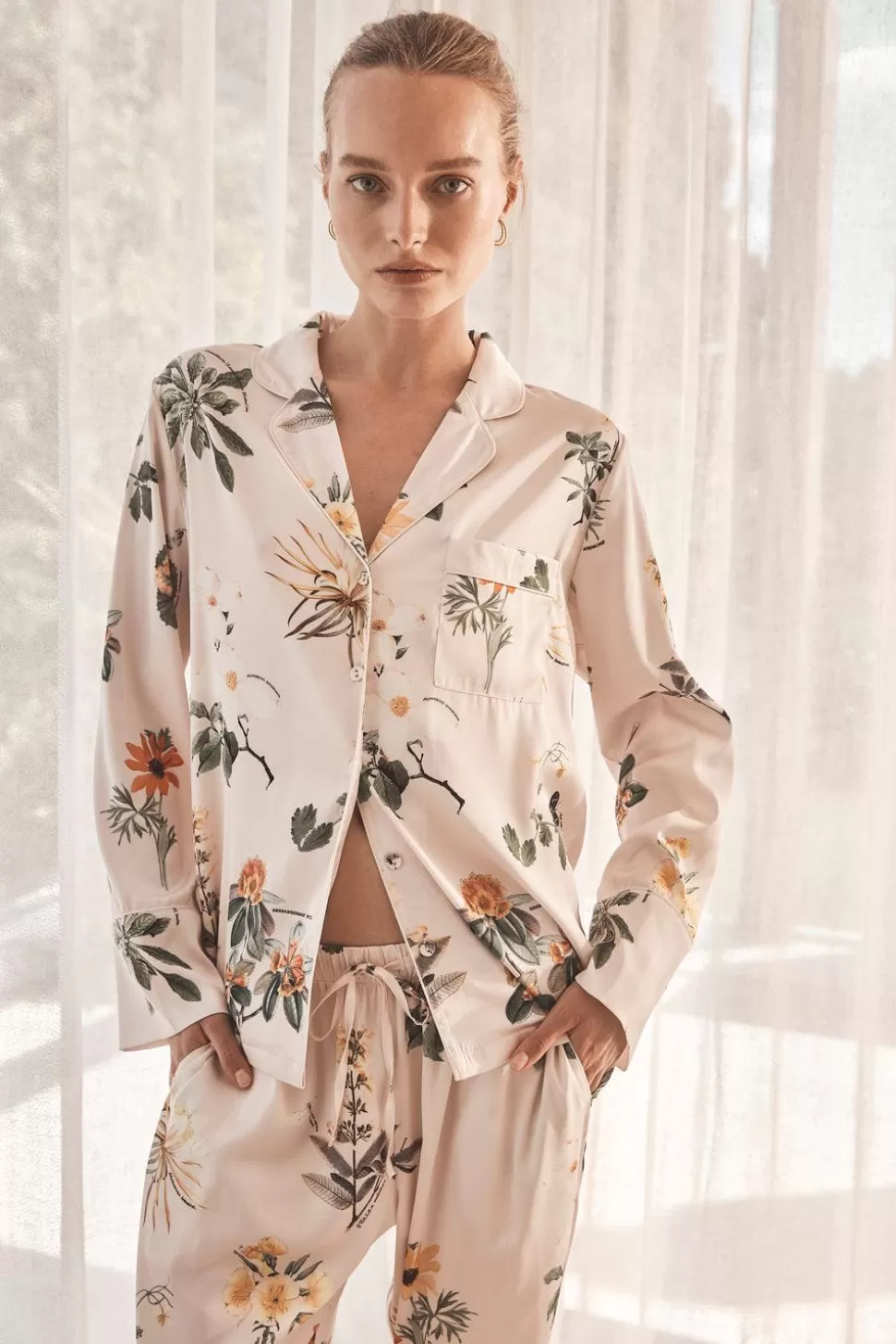 Gingerlily Pyjama Sets-Elle Garden Print Satin Set