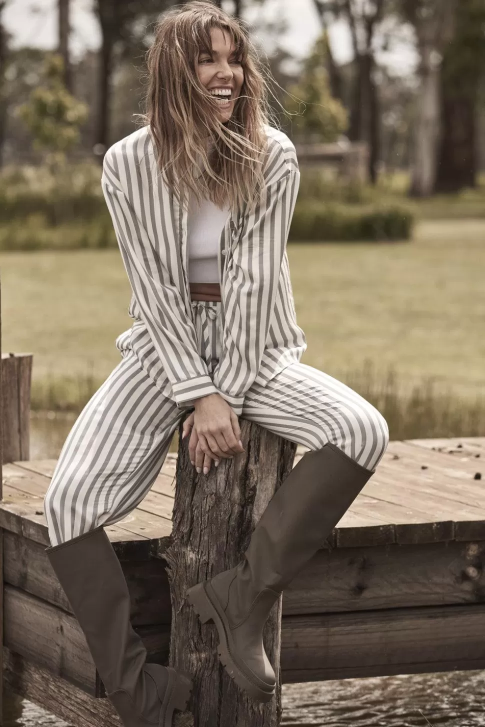 Gingerlily Sale | Pyjama Sets-Inga Stripe Viscose PJ