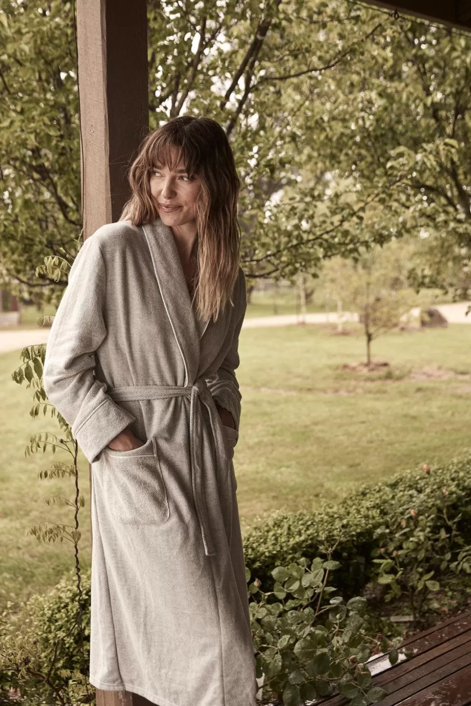 Gingerlily Sale | Robes-Lenore Grey Cotton Long Robe