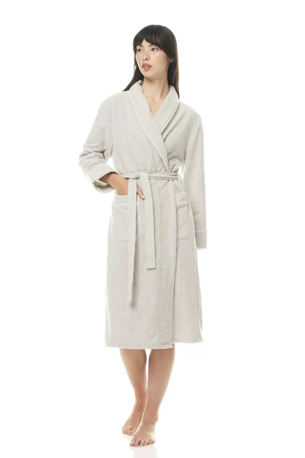 Gingerlily Sale | Robes-Lenore Grey Cotton Long Robe