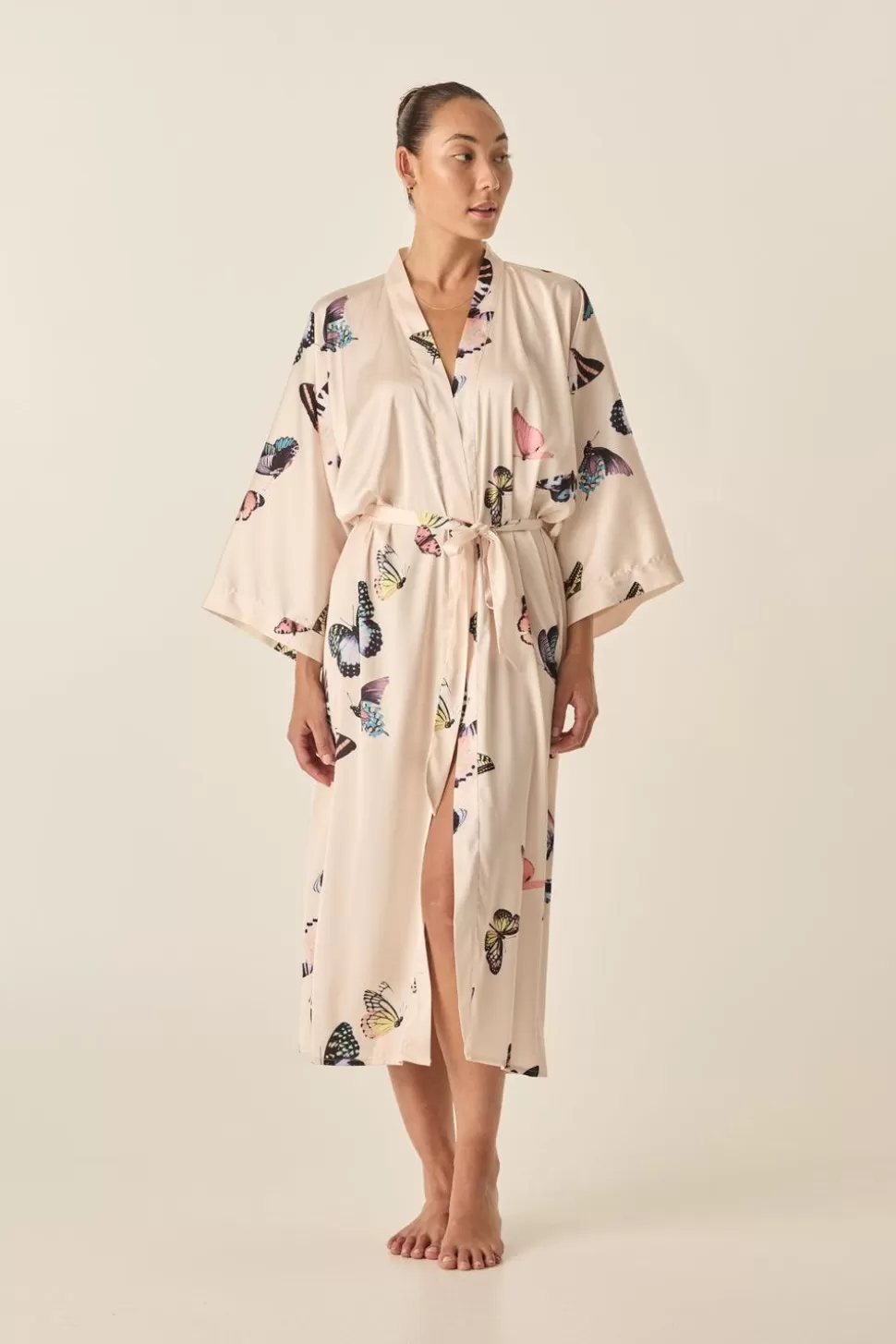 Gingerlily Robes-Nakita Butterfly Silky Satin Robe