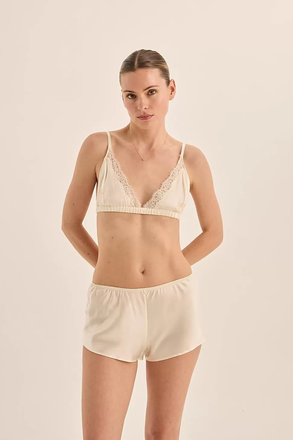 Gingerlily Intimates-Opal Pure Silk Bra and Short Set