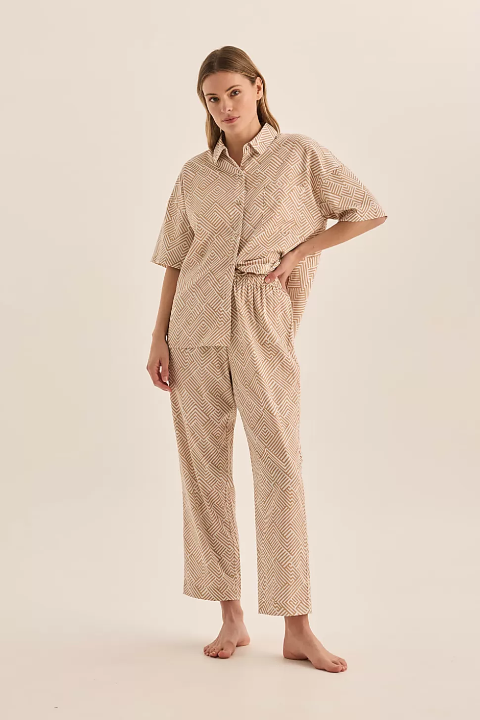 Gingerlily Resortwear | Pyjama Sets-Telisha Geo Cotton PJ Set