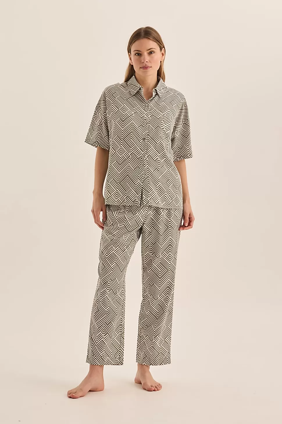 Gingerlily Resortwear | Pyjama Sets-Telisha Geo Cotton PJ Set