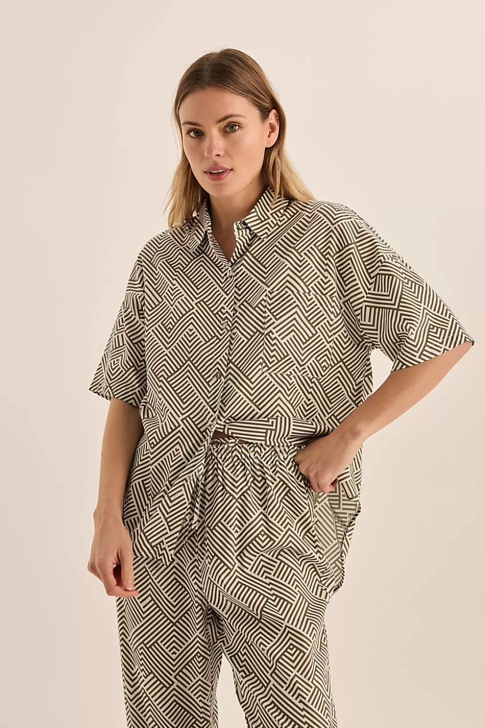 Gingerlily Resortwear | Pyjama Sets-Telisha Geo Cotton PJ Set