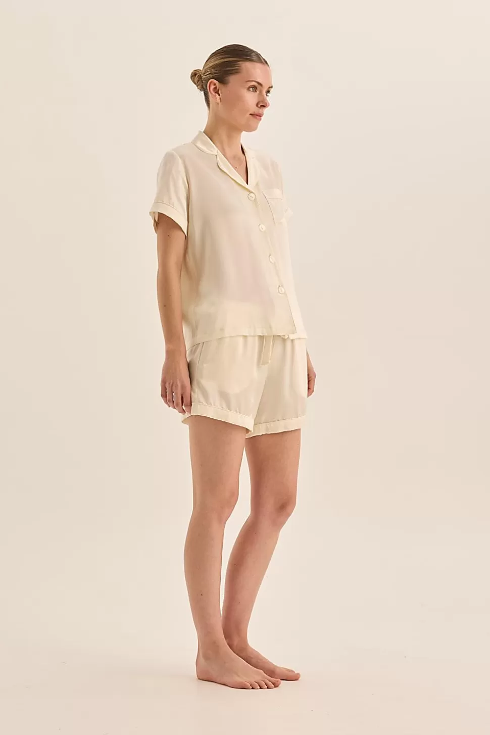 Gingerlily Short Pyjamas | Pyjama Sets-Topaz Pure Silk Short Sleeve Top and Shorts PJ Set