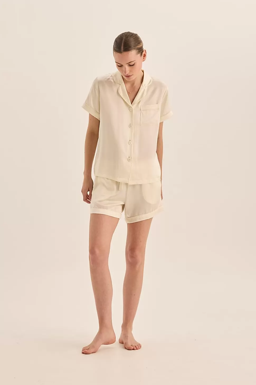 Gingerlily Short Pyjamas | Pyjama Sets-Topaz Pure Silk Short Sleeve Top and Shorts PJ Set
