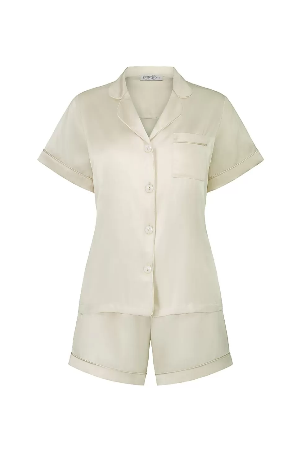 Gingerlily Short Pyjamas | Pyjama Sets-Topaz Pure Silk Short Sleeve Top and Shorts PJ Set